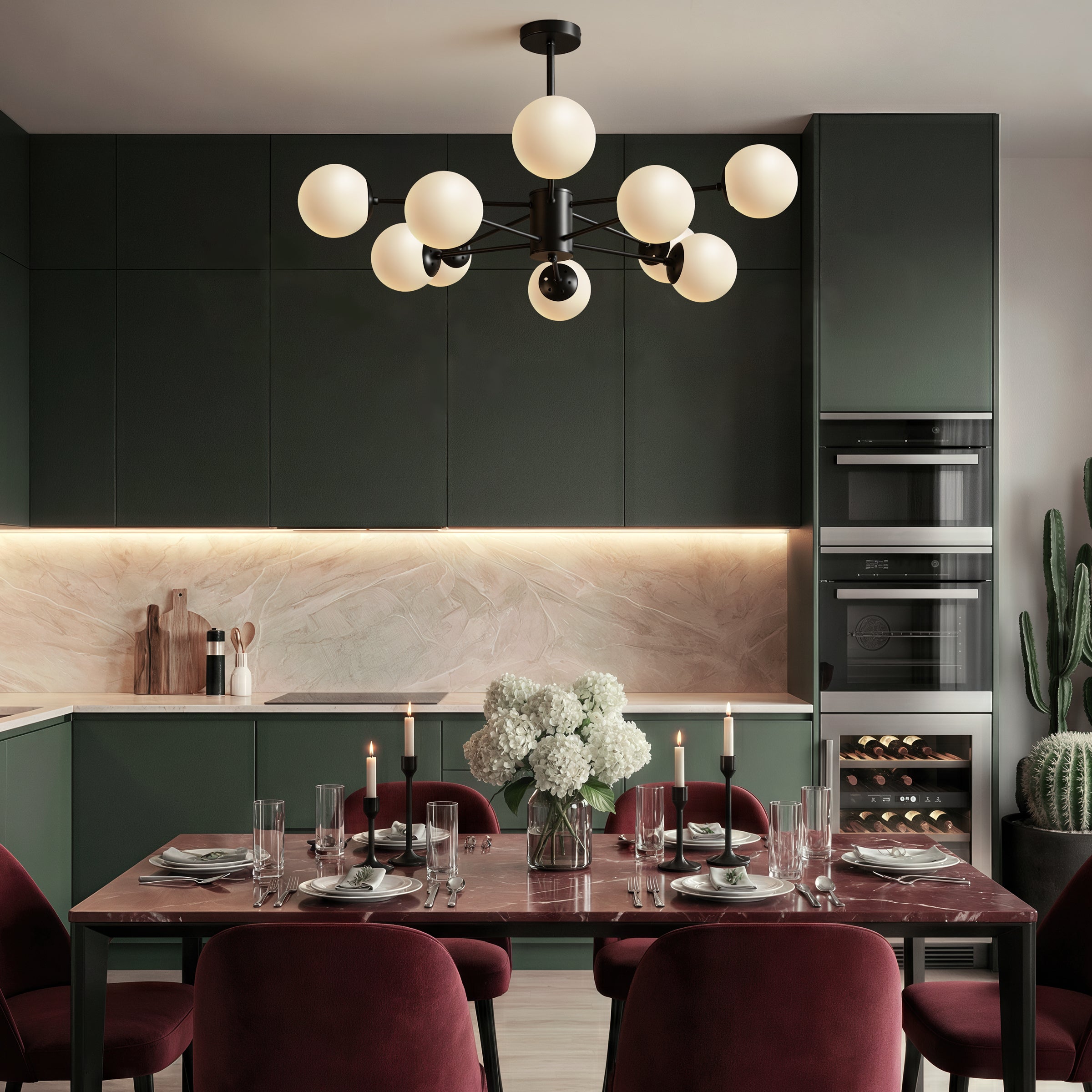 Freyza - Lightsin Cumulus - Modern Metal Chandelier Tubular Design Chandelier with LED White Shade