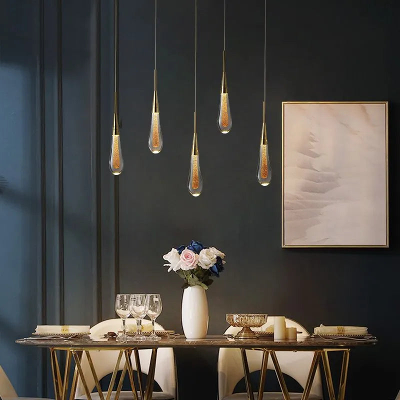 Freyza | Teardrop Gold Pendant Gold Pendant Light – Kitchen Dining Room