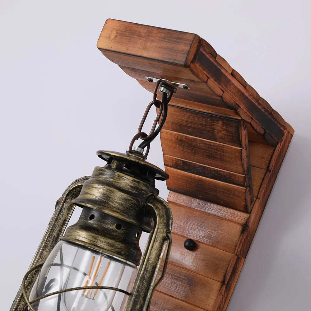 Freyza | Lyros Lantern Vintage Wood Indoor Wall Light – Vintage Bedroom Living Room