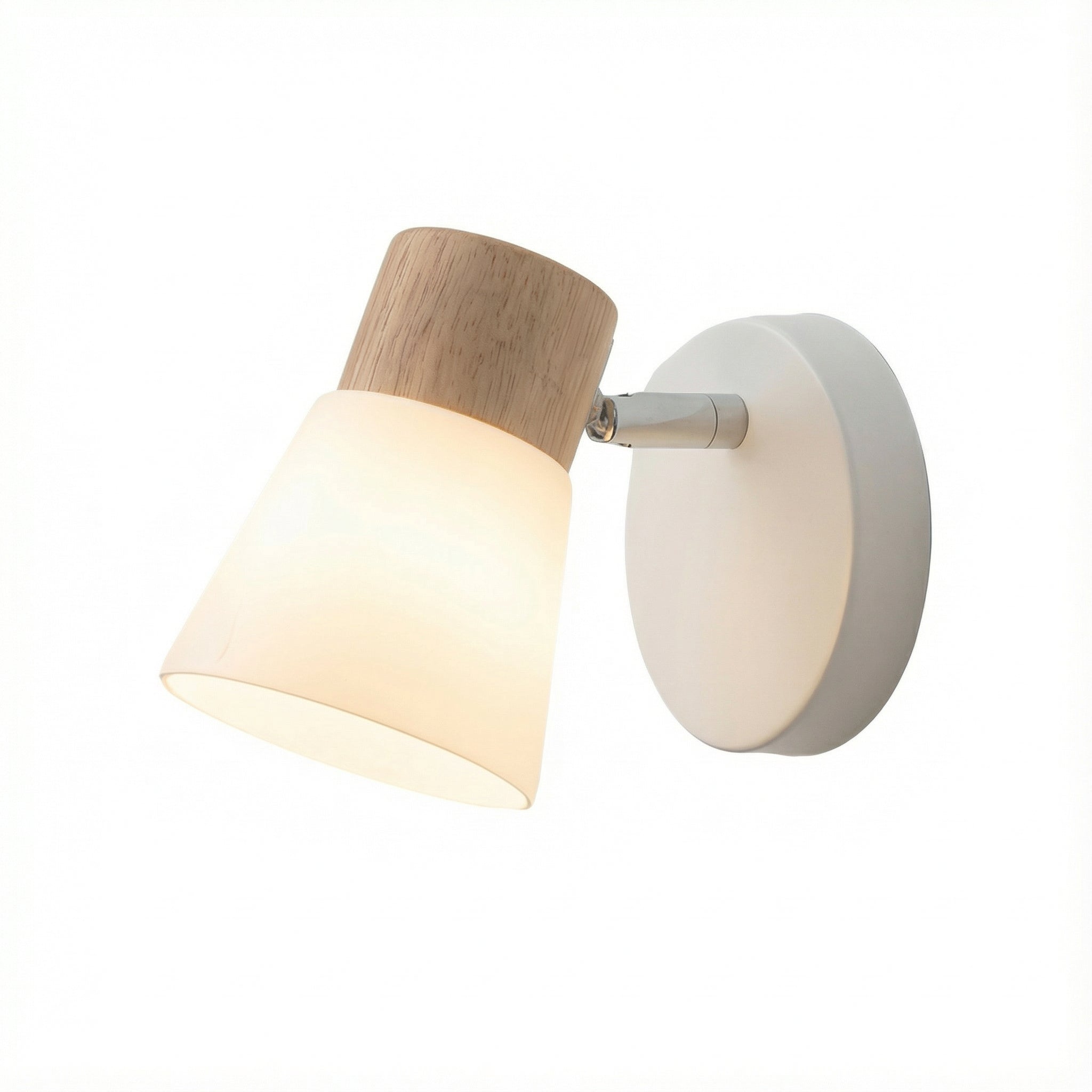 Freyza - Wall Sconce Rotatable Mid-Century Modern Cone Solid Wood Frosted Glass LED 12-30cm