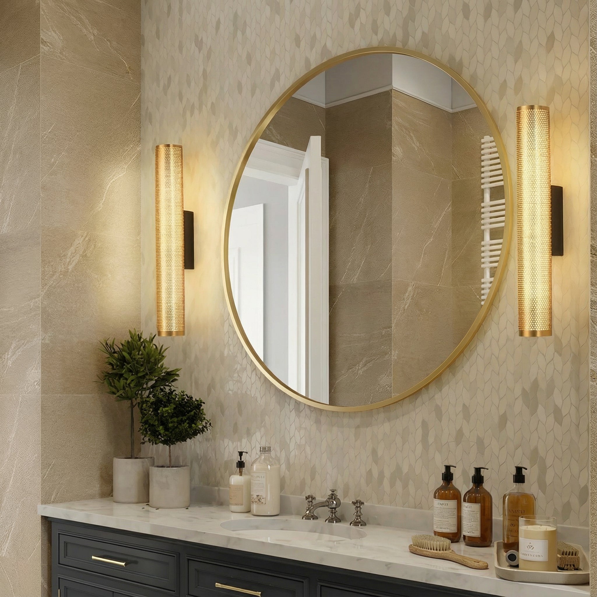 Freyza - LED Wall Sconce Gold Mesh Indoor Accent Light Bathroom Vanity 40cm / 16in 12W