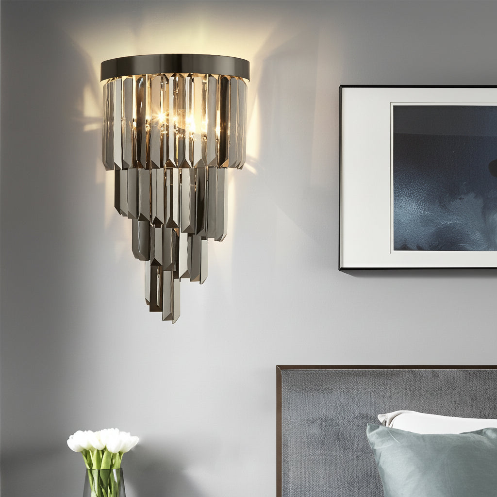 Freyza - LED-Wandleuchte – Moderner Kristall Edelstahl Rauchgrau (45x25cm / 18x10in)