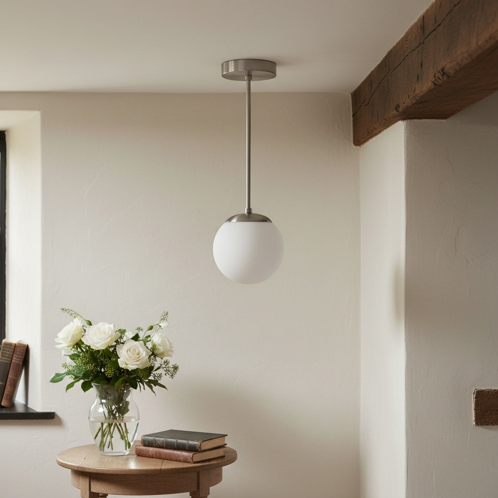 Freyza | Weiße Glas-Pendelleuchte – Küche Esszimmer