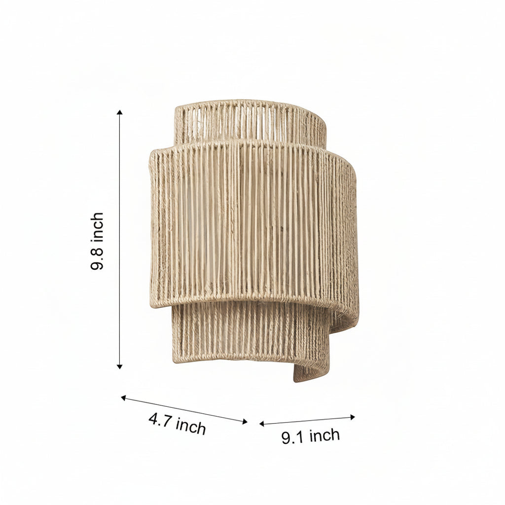 Freyza - LED Wall Sconce Light – Japanese Wabi-Sabi Hemp Rope (25x23cm / 9.8x9in)