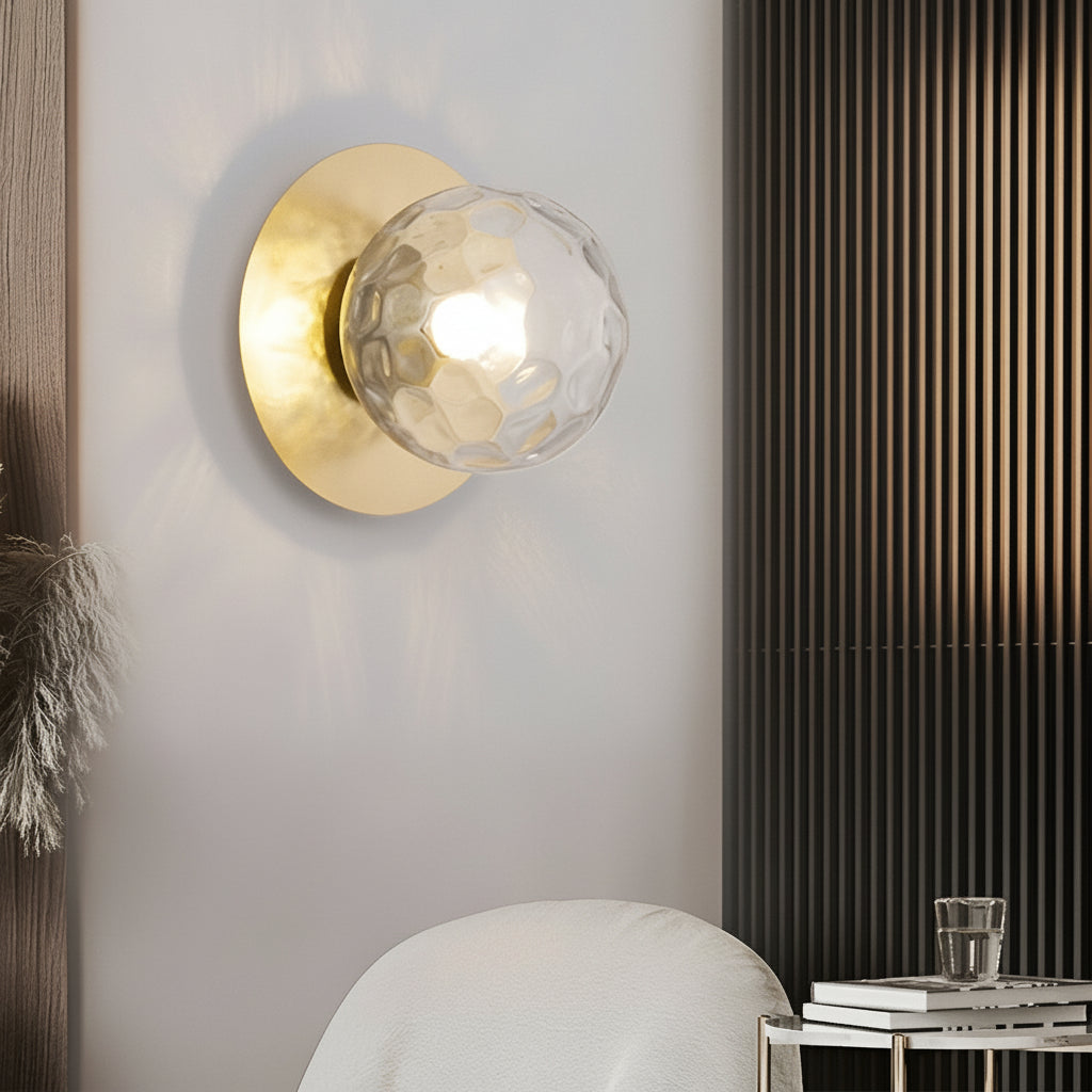 Freyza - LED Wall Sconce – Round Glass Ball Globe 12W Gold (15cm / 6in)