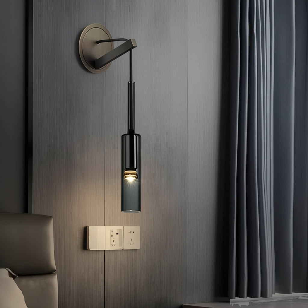 Freyza - LED Wall Sconce Light – Nordic Smoked Glass Copper (42x7cm / 16.5x2.8in)