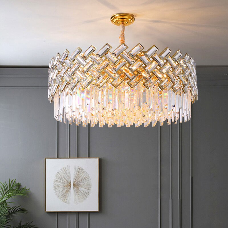Freyza | Lustre doré en cristal – Salle à manger, salon