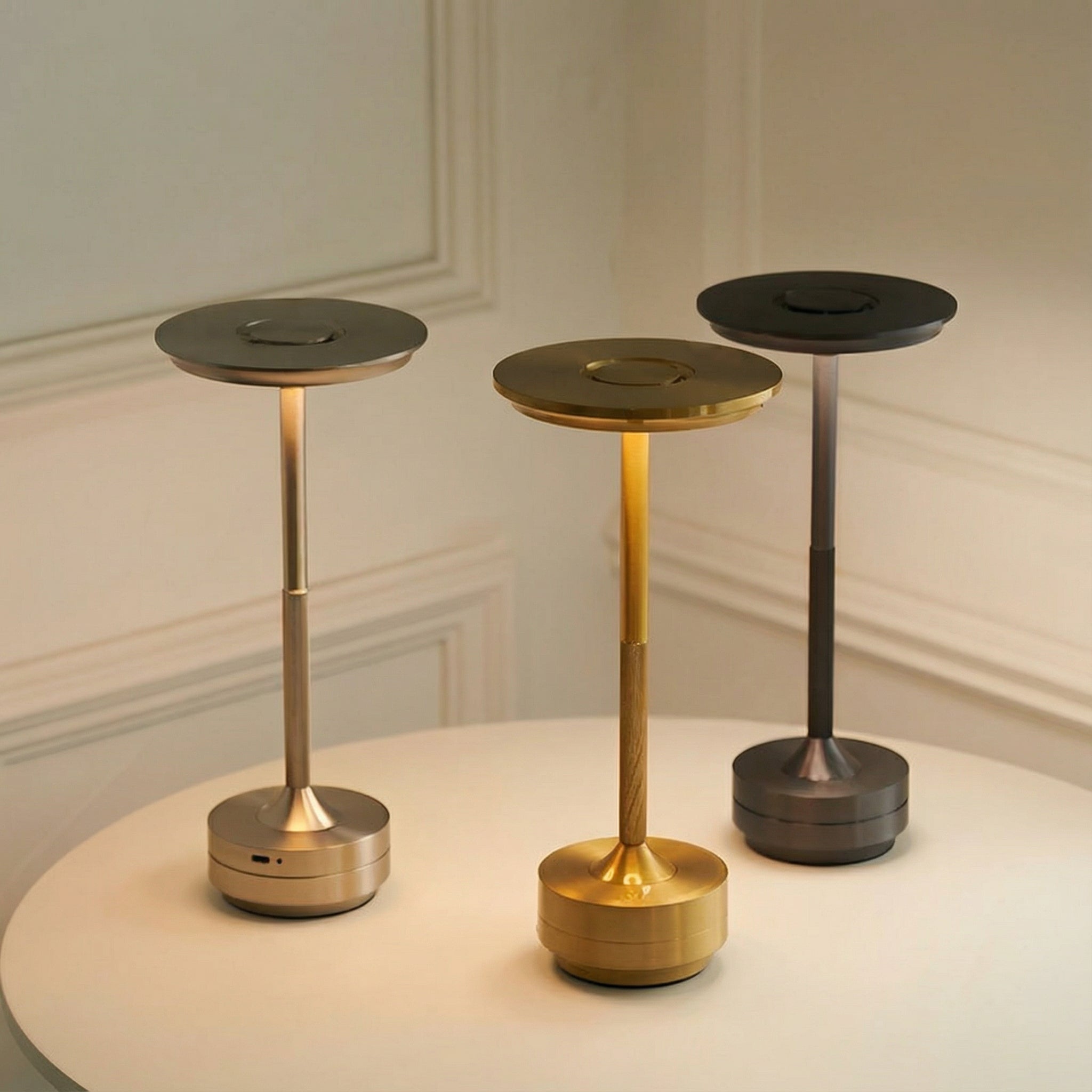Freyza - LED Table Lamp Cordless UFO Design Plated Metal 3-Step Dimming 28cm / 11in