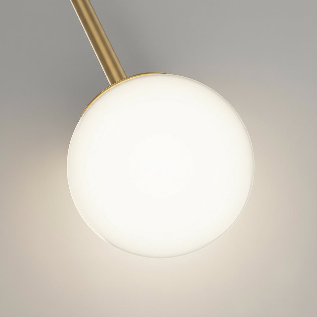 Freyza - LED Wall Sconce Light – Modern 2-Light Gold Acrylic Ring Frosted Globe (45x23cm / 17.7x9.1in)
