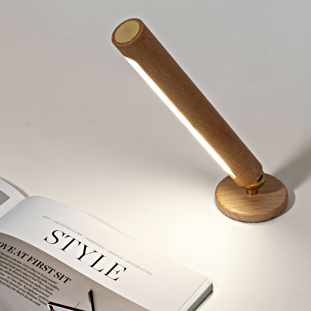 Freyza - LED Night Light Wall Sconce – 360° Rotating Wooden Magnetic USB Rechargeable (21cm / 8.3in)