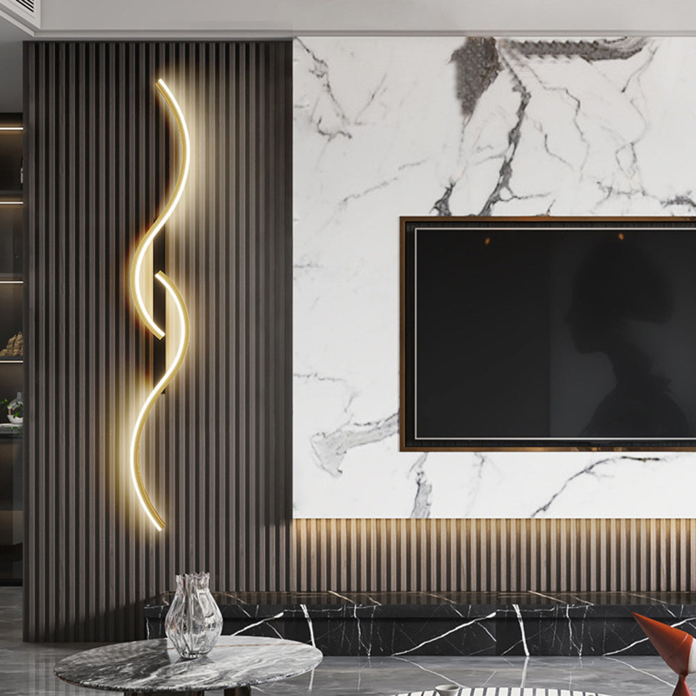 Freyza | Lumor Modern Linear Black Gold Indoor Wall Light – Modern Bedroom Living Room