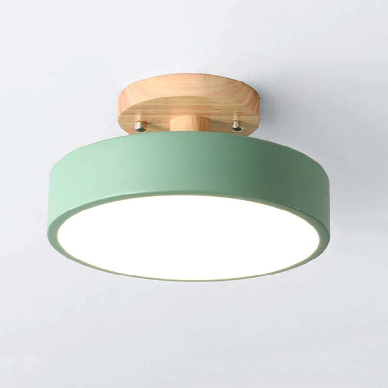 Freyza | Orya Round LED Wood Flush Mount Ceiling Light – Modern Bedroom Hallway Kitchen