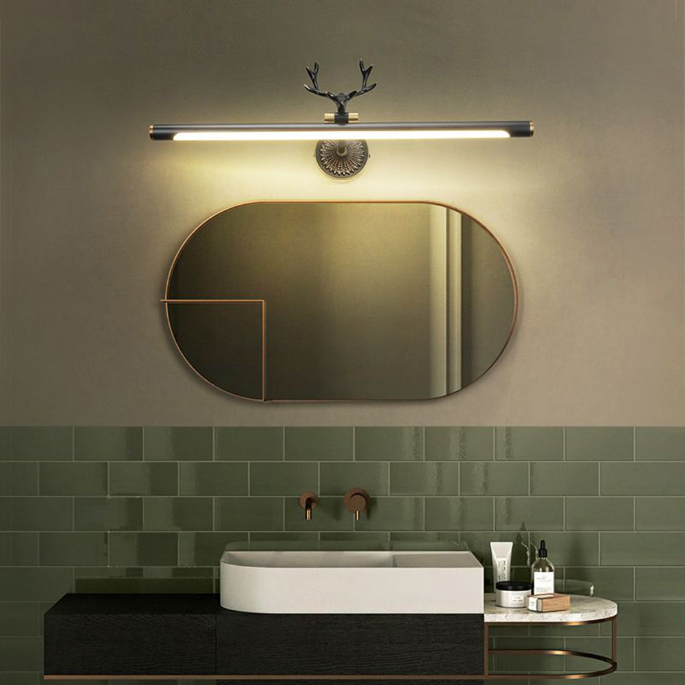 Freyza | Applique de salle de bains noire en laiton – Miroir de salle de bains moderne