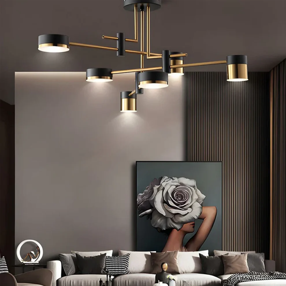 Freyza - Modern Black & Gold LED Ceiling Light | Flush Mount Fixture with 3 Colour Temperatures