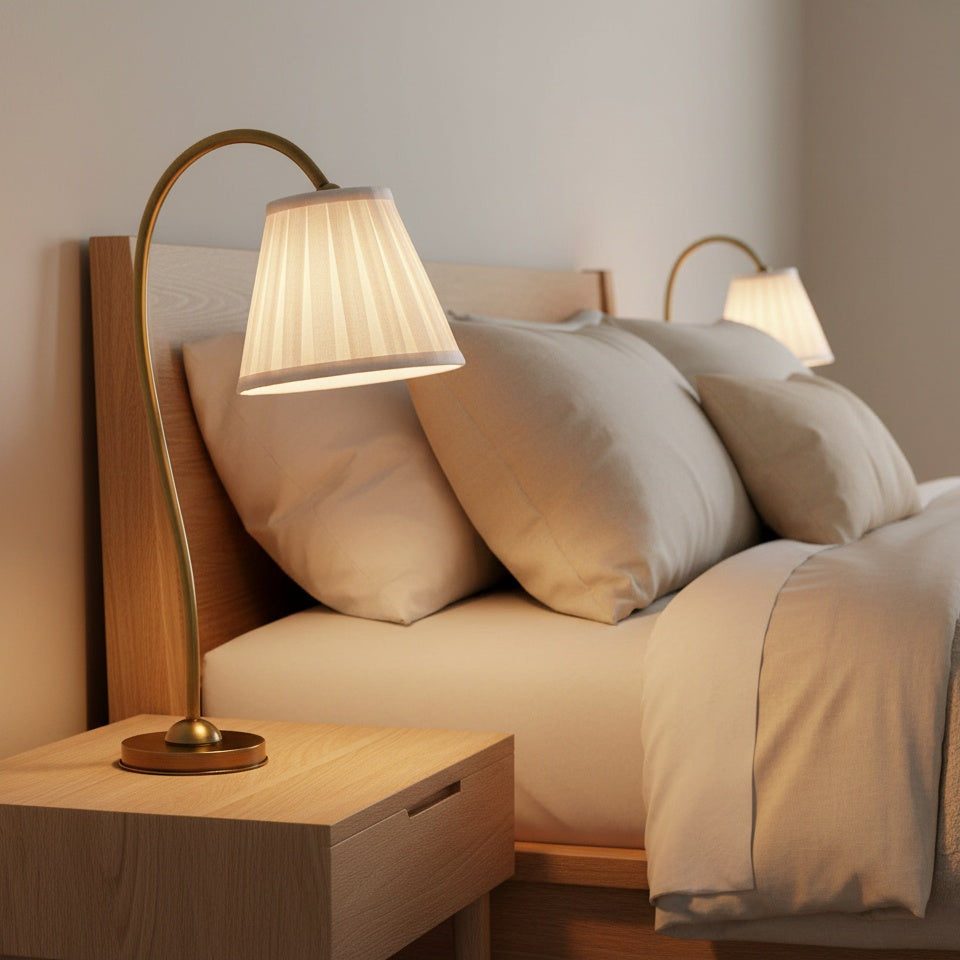 Freyza | Grace Messing Leinenlampenschirm Tischlampe
