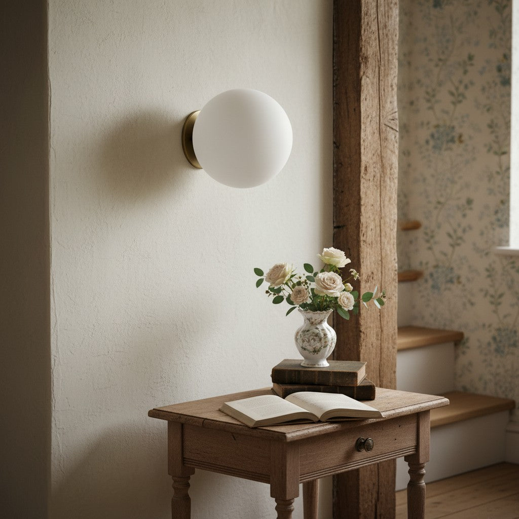 Freyza | Brass Glass Wall Light – Bedroom Hallway