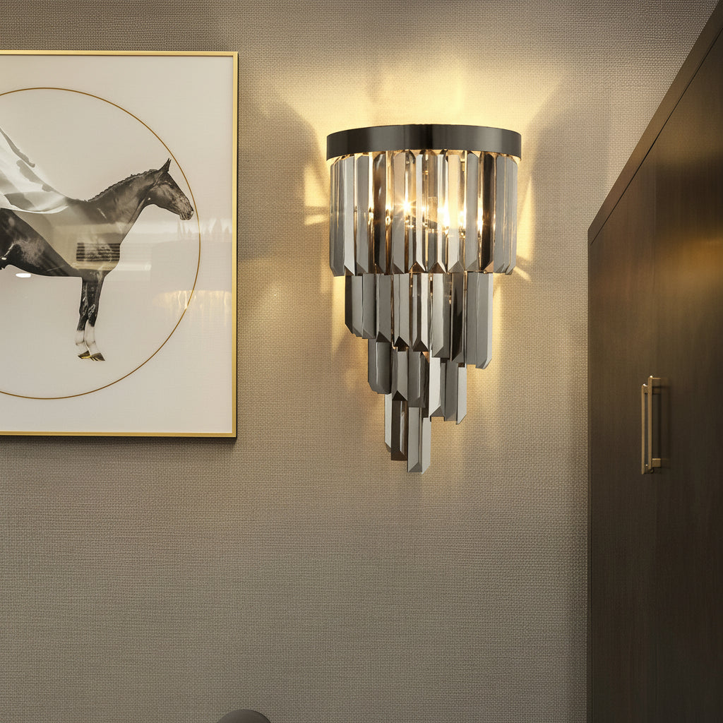 Freyza - LED-Wandleuchte – Moderner Kristall Edelstahl Rauchgrau (45x25cm / 18x10in)