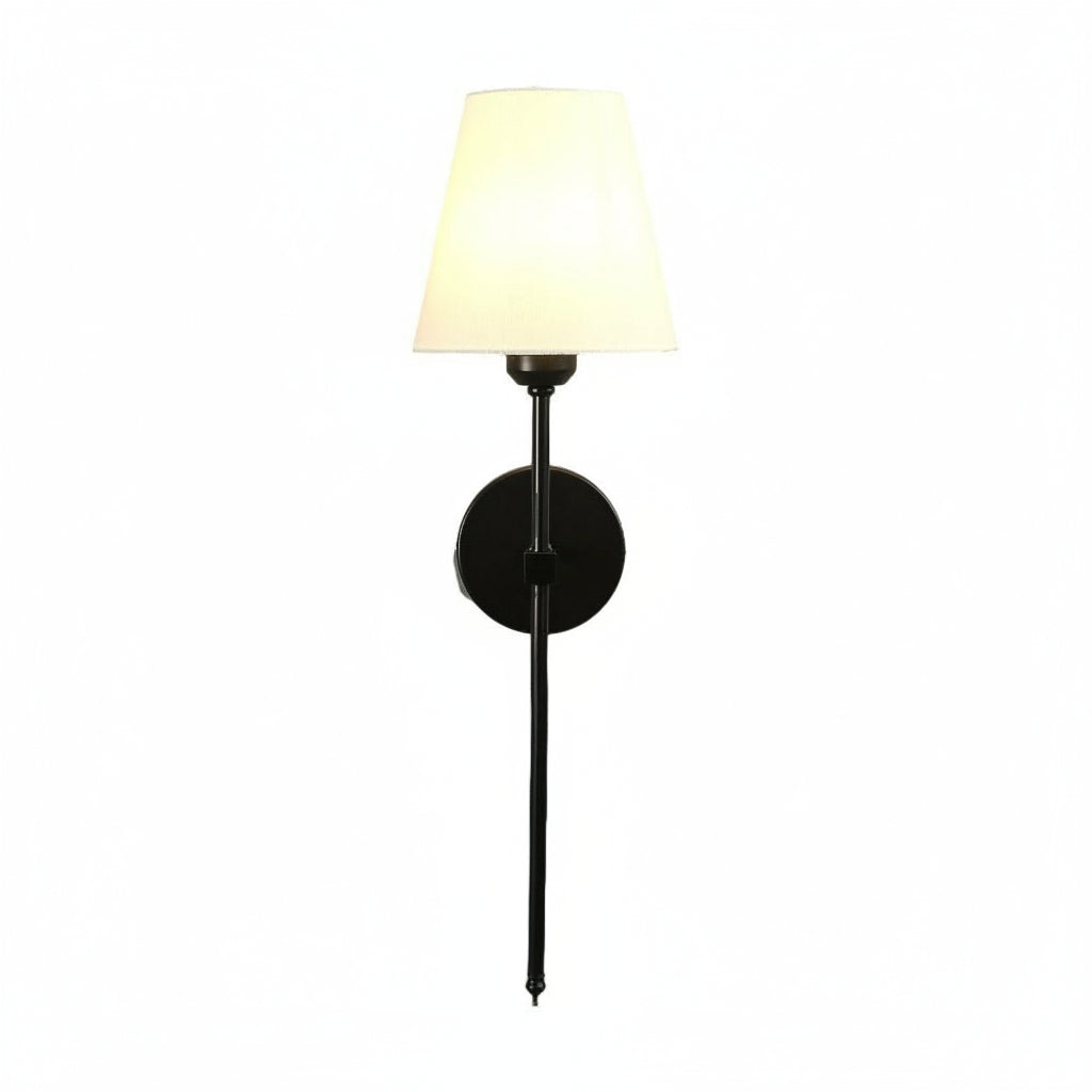 Freyza - LED Wall Sconce Light – Modern American Copper White Linen Fabric (36x14cm / 14.2x5.5in)