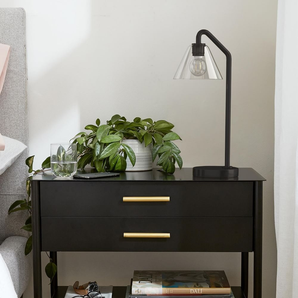 Freyza | Glas-Tischlampe – moderne Nachttischlampe fürs Schlafzimmer