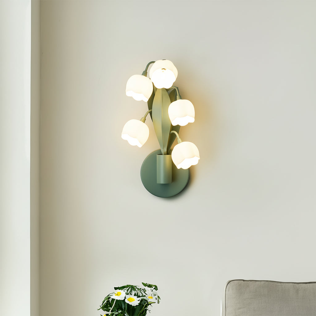 Freyza - LED Wall Sconce Light – French Country Floral Bellflower Glass (33x18cm / 12.9x7in)