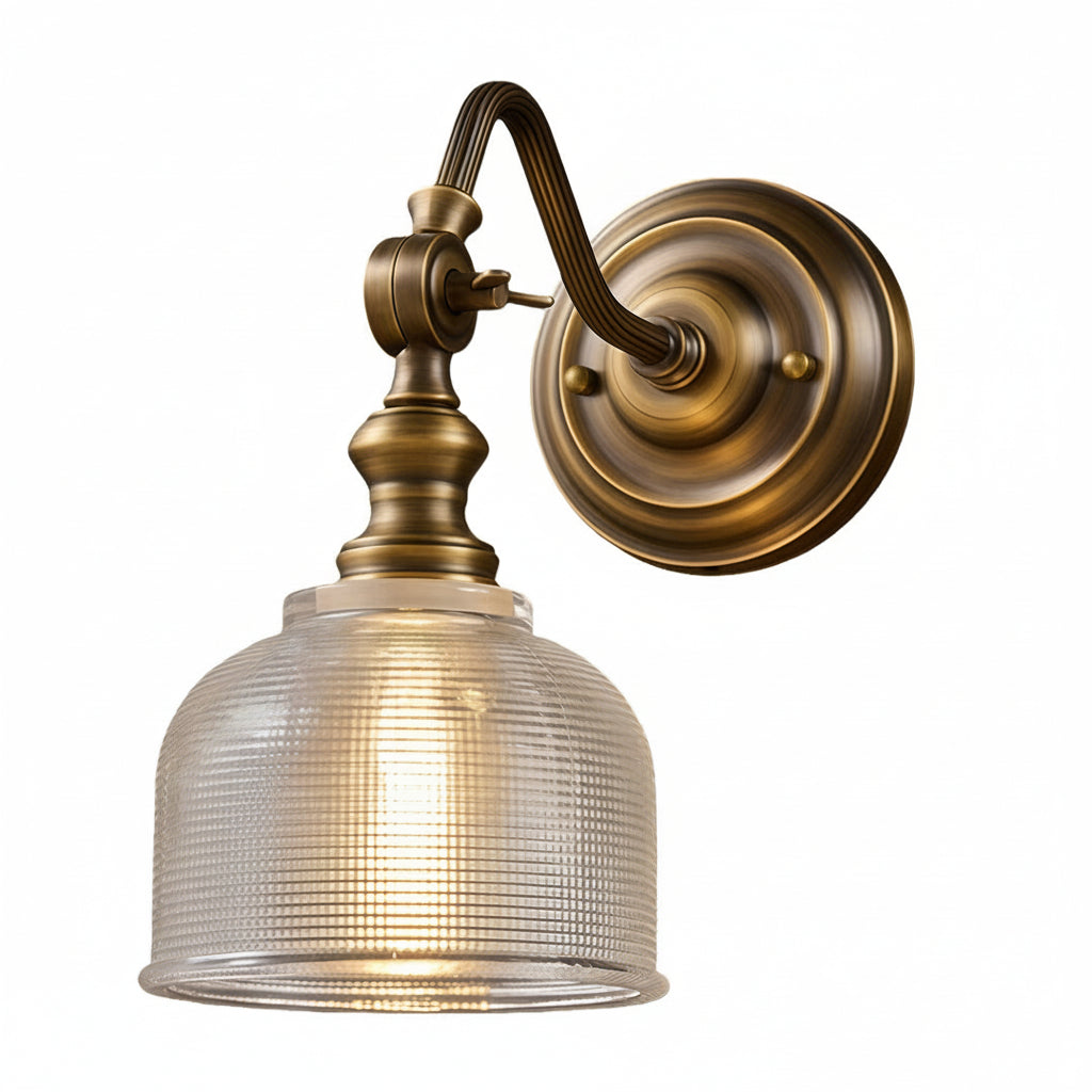 Freyza - LED Wall Sconce – American Retro Solid Brass Glass E14 (15x28cm)