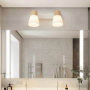 Freyza - Wall Sconce Rotatable Mid-Century Modern Cone Solid Wood Frosted Glass LED 12-30cm