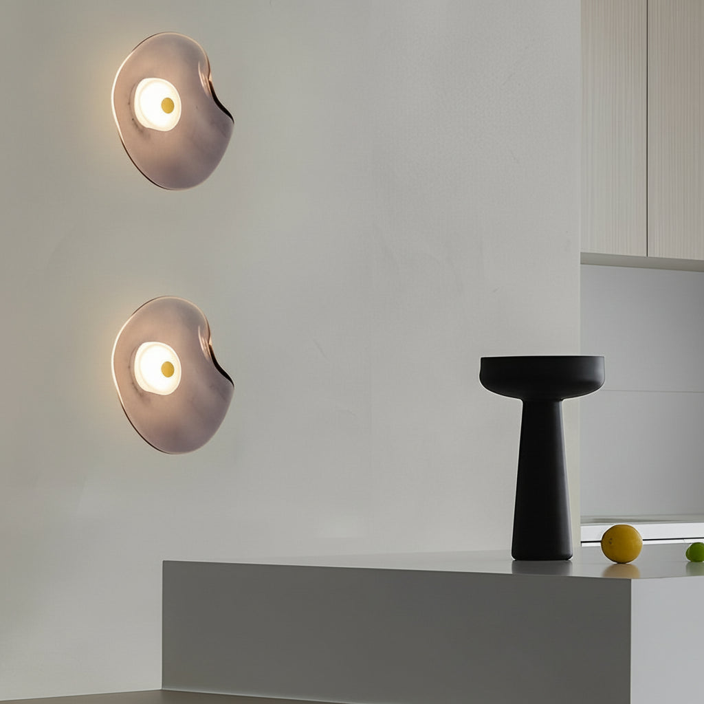 Freyza - Glass Wall Sconce – Irregular Round Brown Smoke Gray Purple LED (25cm)