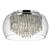 Freyza – Curva 4-Light Chrome & Glass Flush Ceiling Light | Metal & Clear Glass Indoor Light Fixture