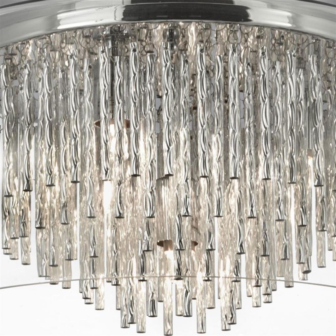 Freyza – Curva 4-Light Chrome & Glass Flush Ceiling Light | Metal & Clear Glass Indoor Light Fixture