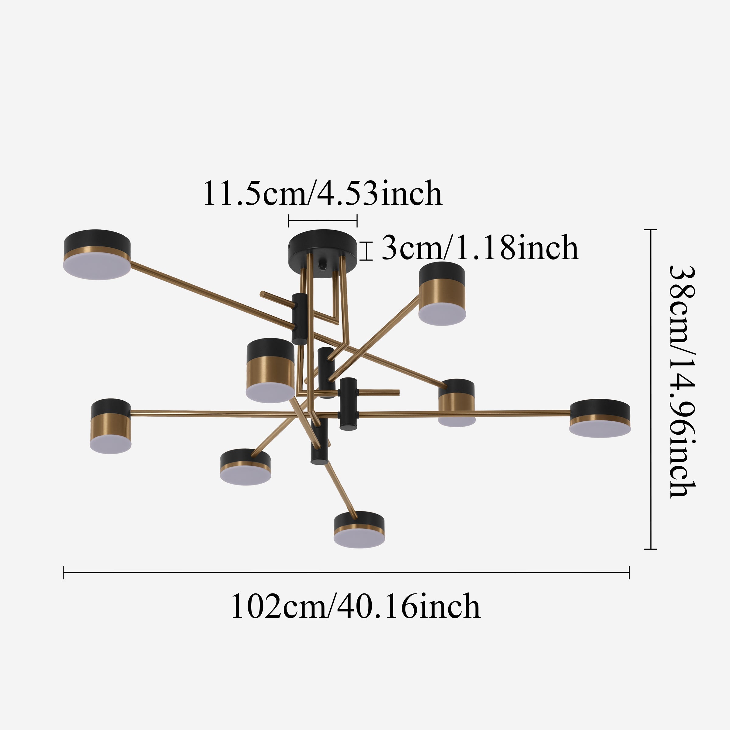 Freyza - Modern Black & Gold LED Ceiling Light | Flush Mount Fixture with 3 Colour Temperatures