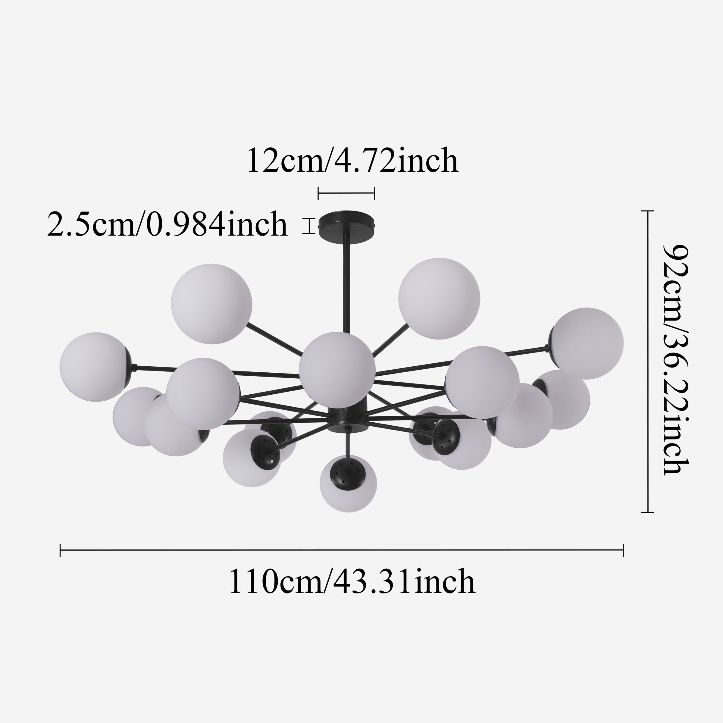 Freyza - Lightsin Cumulus - Modern Metal Chandelier Tubular Design Chandelier with LED White Shade