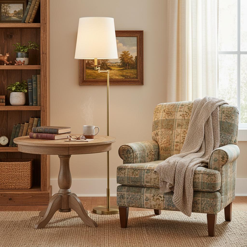 Freyza | Lodge Brass Linen Floor Lamp