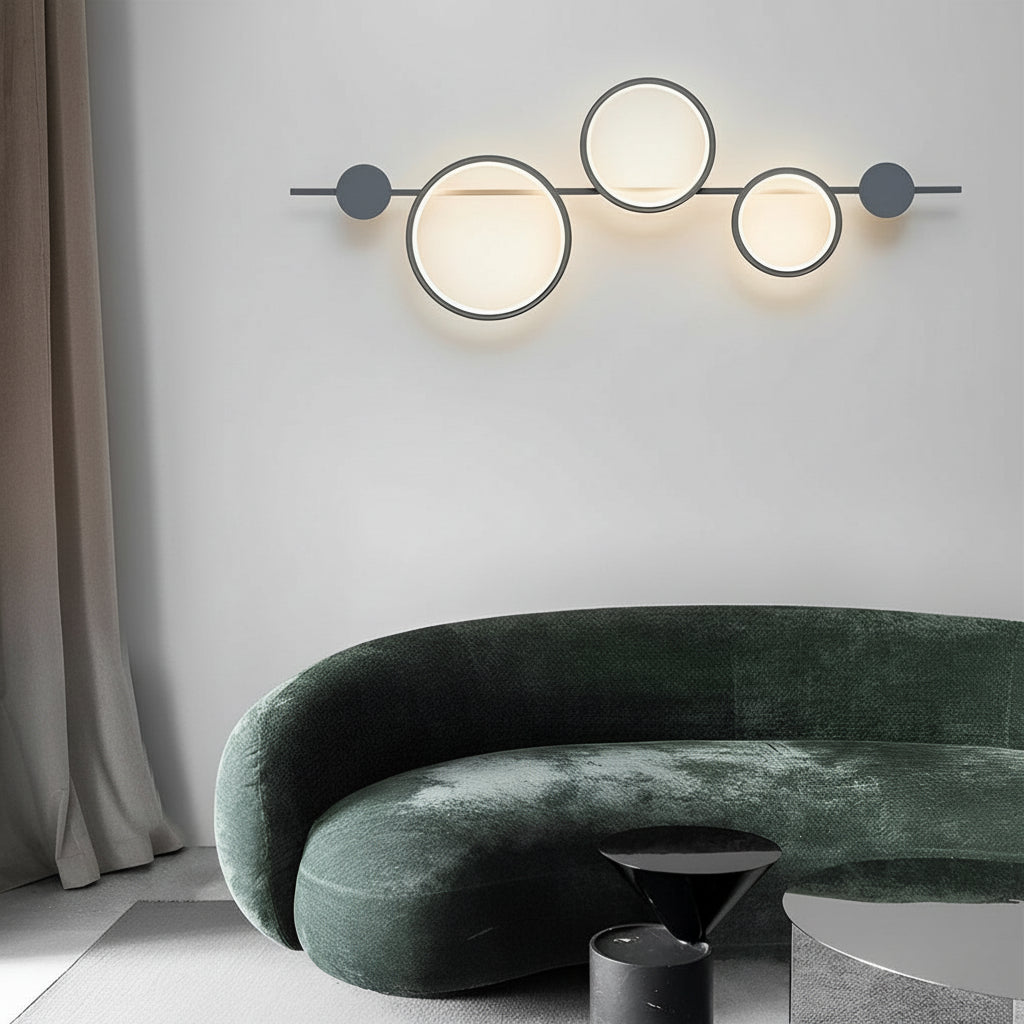 Freyza - LED Wall Sconce Light – Modern Geometric Circles Linear (106x35cm / 41.7x13.8 in)