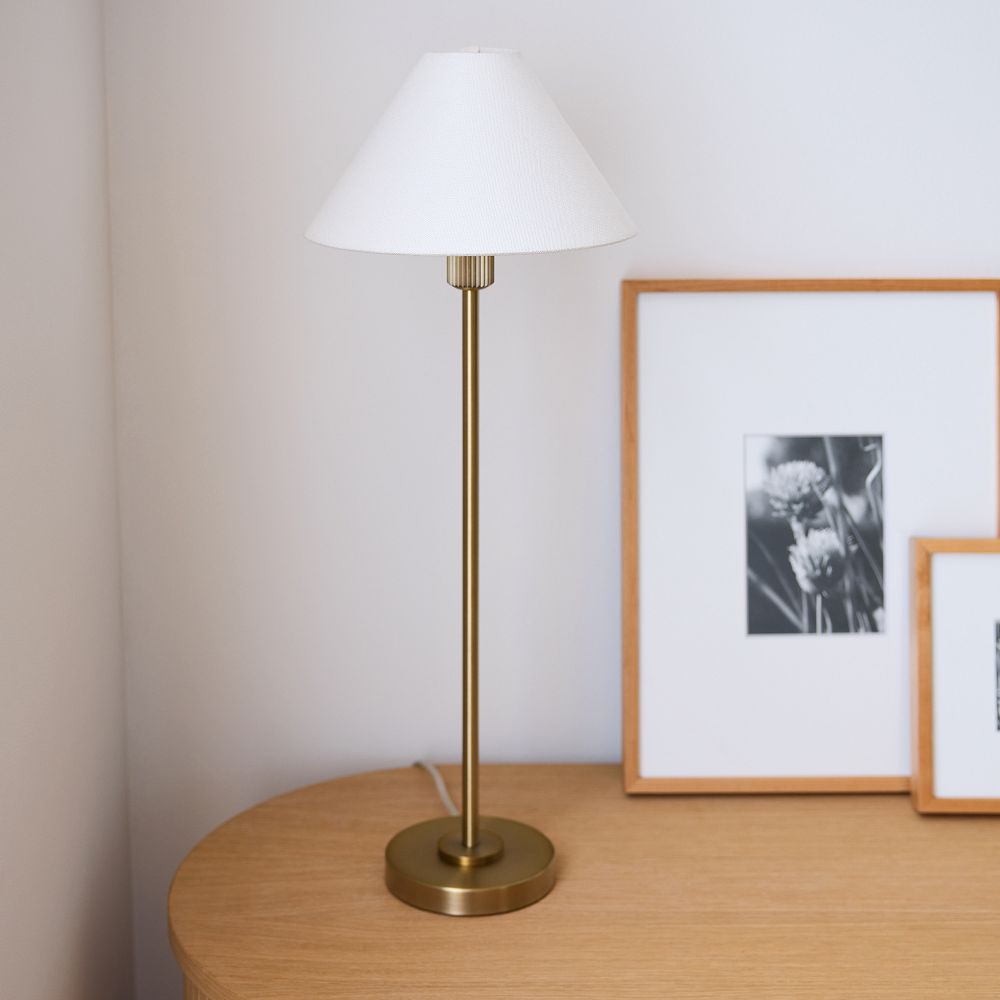Freyza | Vector Metal Linen Shade Floor Lamp