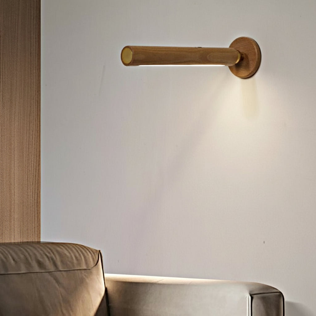 Freyza - LED Night Light Wall Sconce – 360° Rotating Wooden Magnetic USB Rechargeable (21cm / 8.3in)