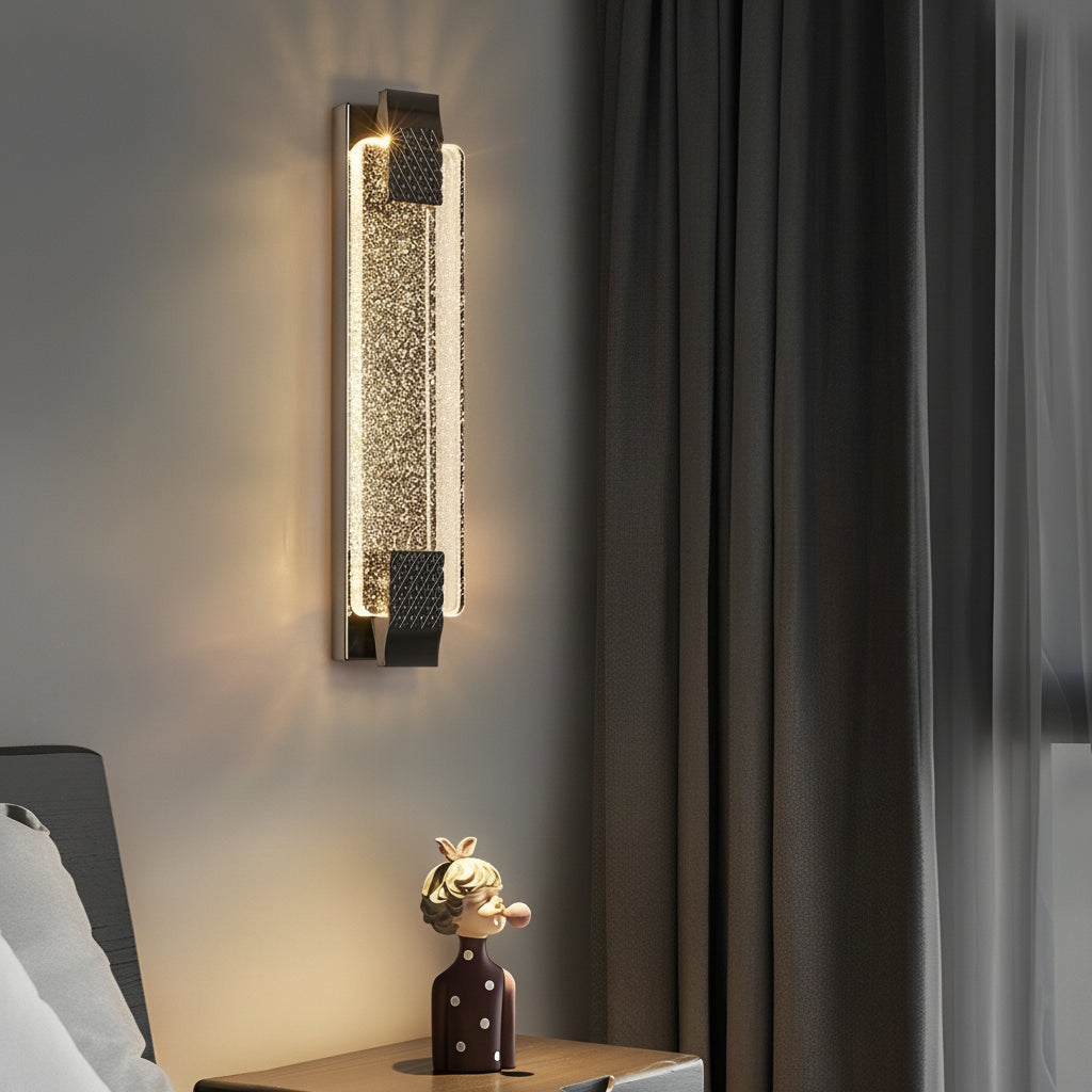 Freyza - Modern Crystal Bubble LED Wall Sconce – Luxury 3-Color Dimmable Strip Lamp (Black/Gold)