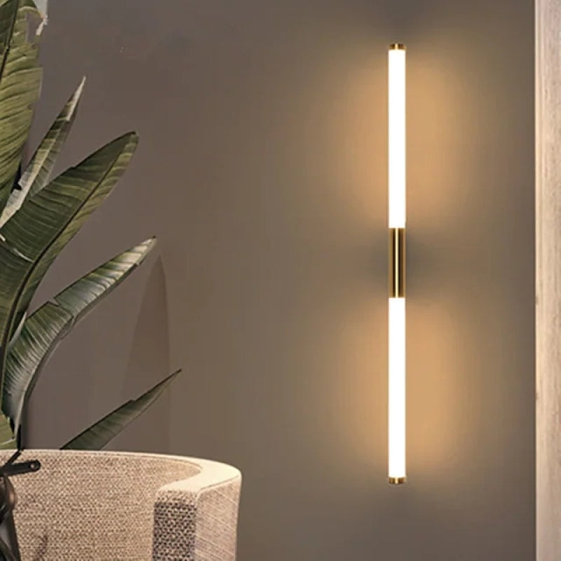 Freyza | Moren Minimalist Linear Gold Indoor Wall Light – Minimalist Bedroom Living Room