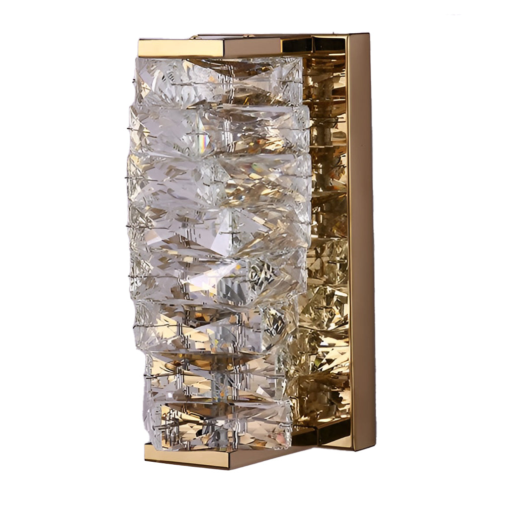 Freyza - Modern Crystal Pillar LED Wall Sconce – Luxury 3-Color Dimmable Wall Light (Gold/Silver)
