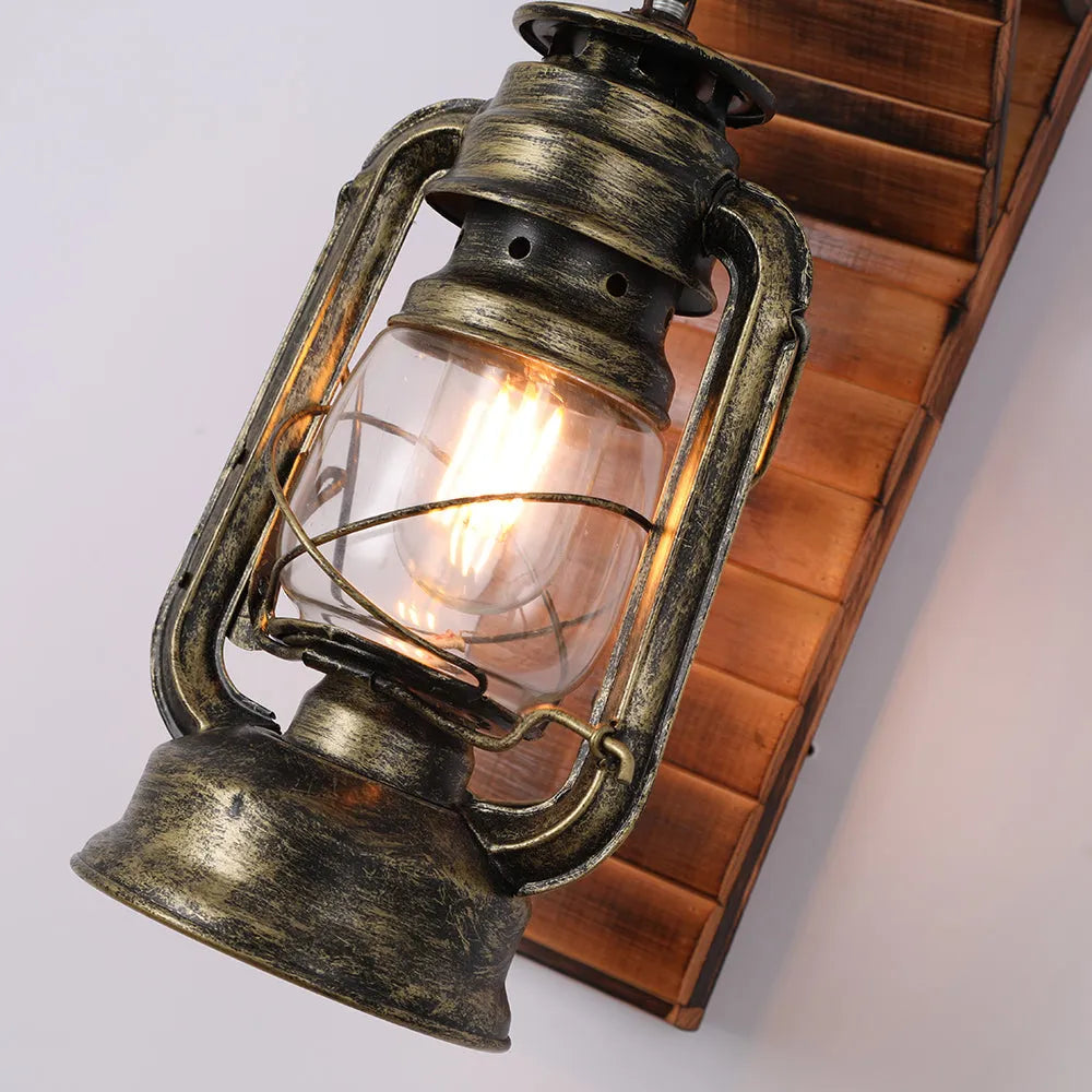Freyza | Lyros Lantern Vintage Wood Indoor Wall Light – Vintage Bedroom Living Room