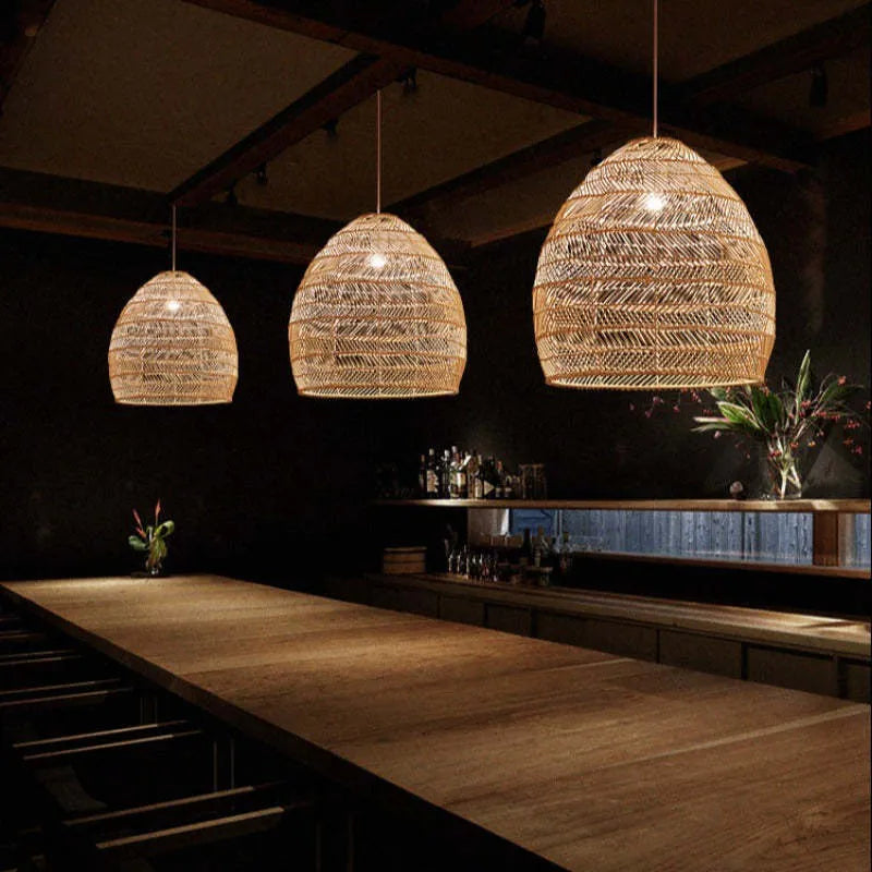 Freyza | Lian Rattan-Bambus-Rattan-Pendelleuchte – Küche, Esszimmer