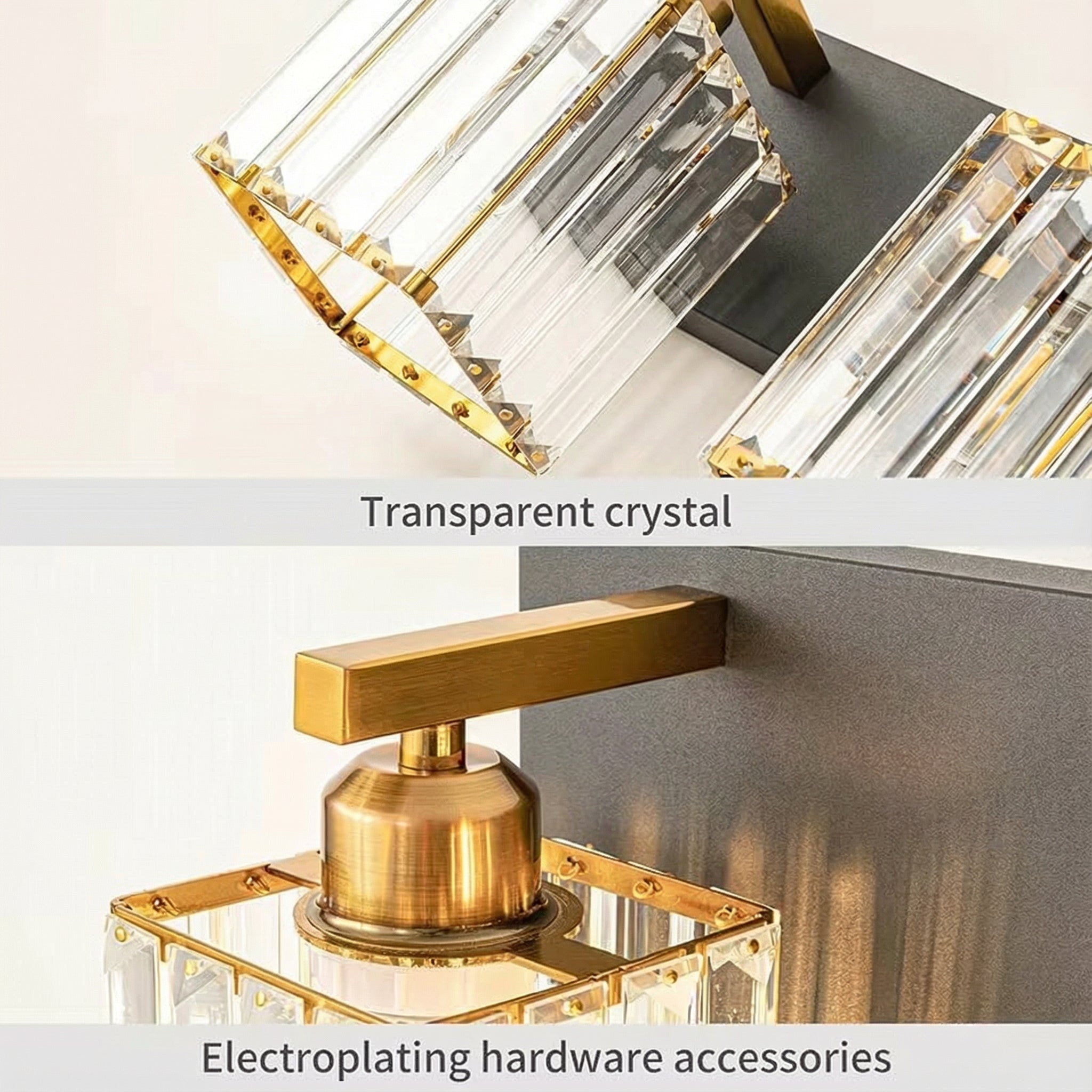 Freyza - Wall Sconce Modern Square LED Crystal Indoor Vanity Bedroom 2-4 Lights