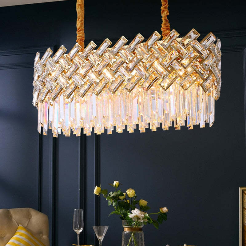 Freyza | Lustre doré en cristal – Salle à manger, salon