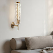 Freyza - LED Wall Sconce Light – Modern American Copper Ribbed Glass (48x16cm / 18.9x6.3in)