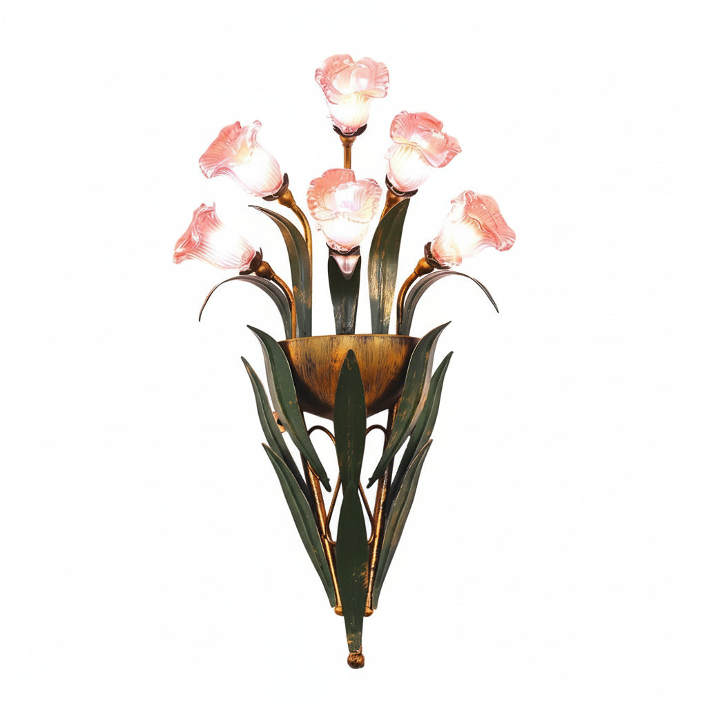 Freyza - Pastoraler Blumenstrauß Wandleuchte – Glas & Eisen Naturinspiriertes Kunstlicht (6/10-Licht)