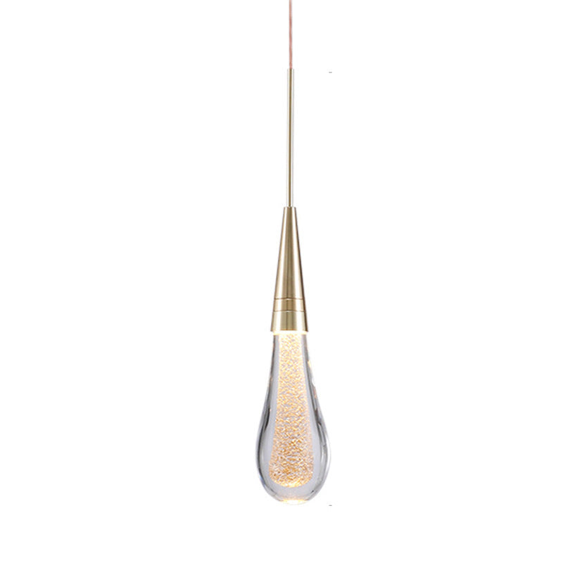 Freyza | Suspension Kristy en verre doré avec cristaux – Luminaire pour cuisine et salle à manger