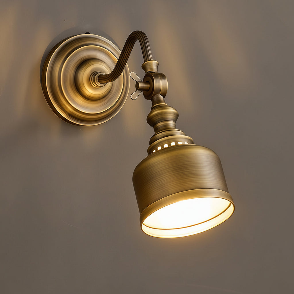 Freyza - LED Wall Sconce – American Retro Solid Brass Glass E14 (15x28cm)