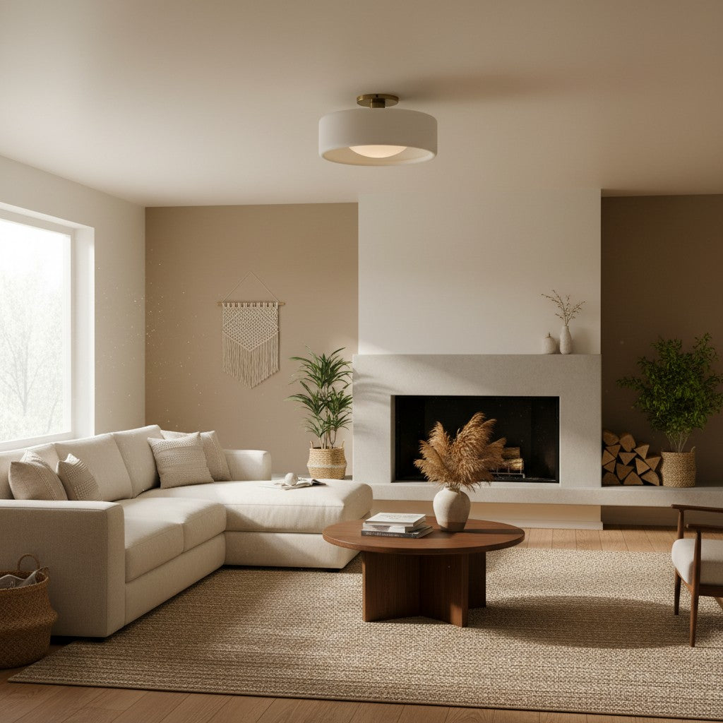 Freyza | Kiln Porcelain Drum Ceiling Light