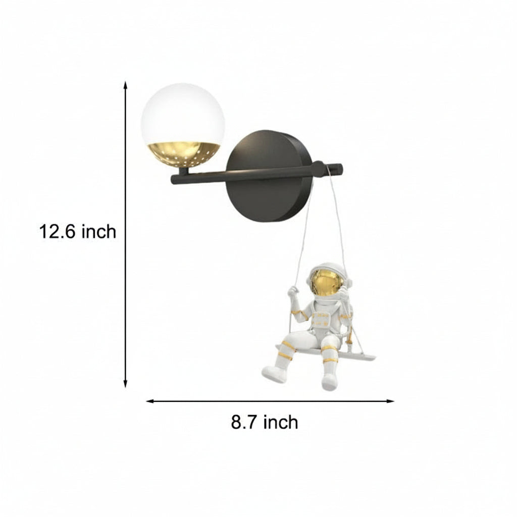 Freyza - LED Wall Sconce Light – Modern Astronaut Swing Resin Acrylic (32x22cm / 12.6x8.7in)