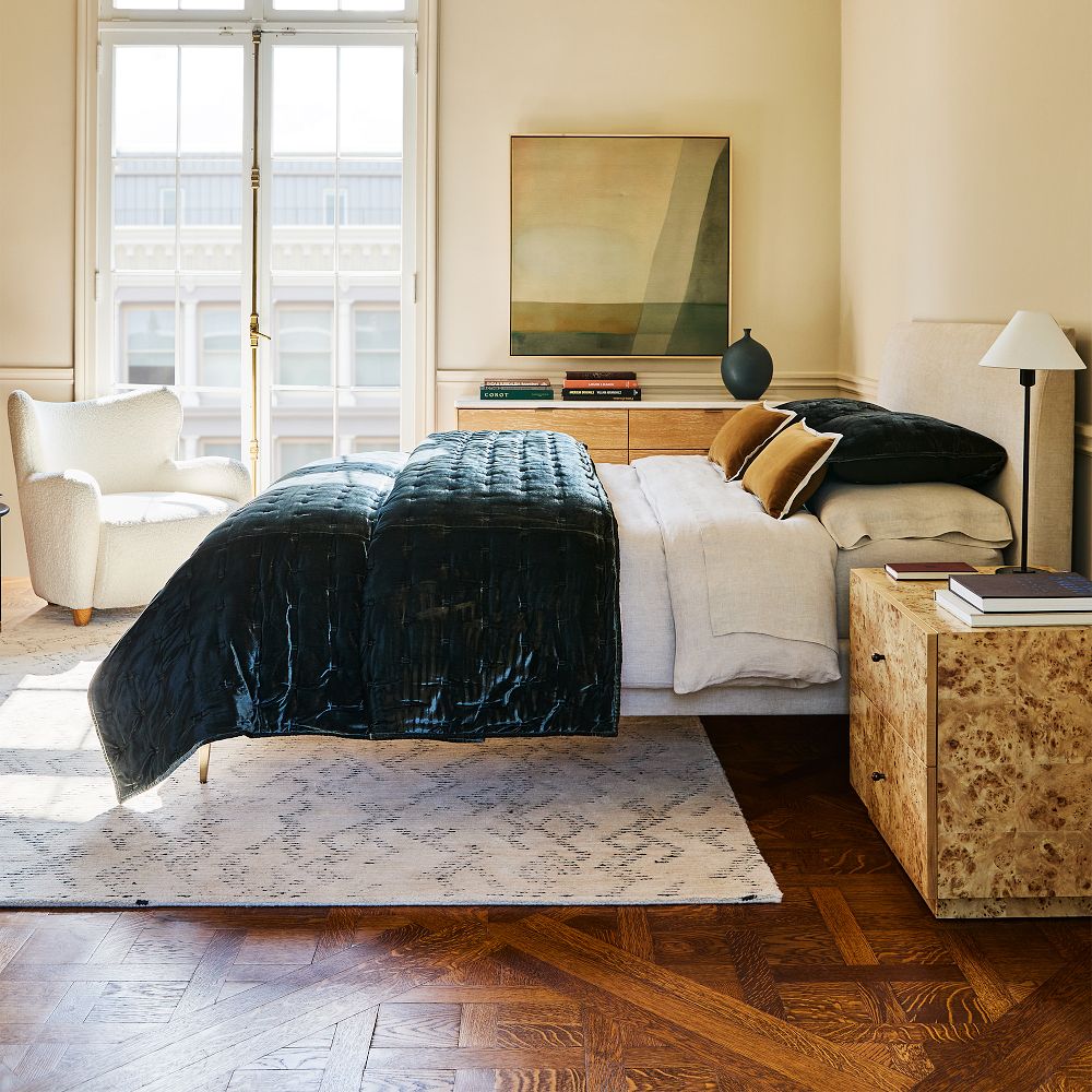 Freyza | Vector Metal Linen Shade Floor Lamp