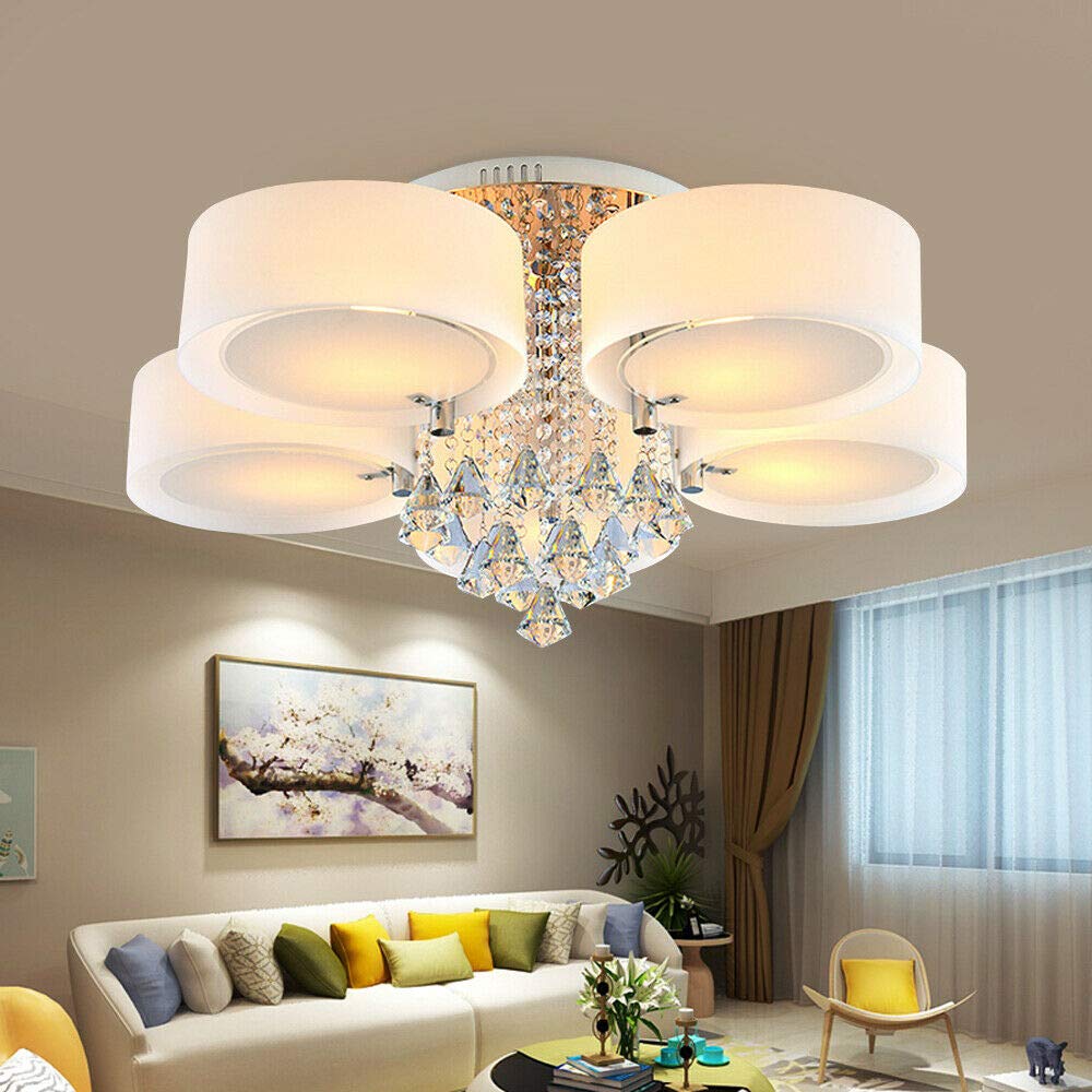Freyza | Arisha Flush Mount White Glass Flush Mount Ceiling Light – Modern Bedroom Hallway Kitchen